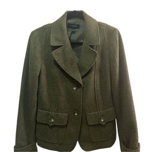 Talbots Women's Green Wool Blend Blazer Jacket Size 10
